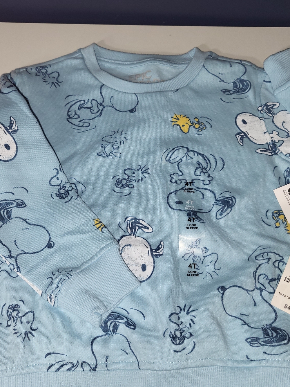 Epic Threads Light Blue Snoopy & Woodstock Sweatshirt Boys Girls Size 4T